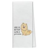 Dibor Life is Better with A Pomeranian Kitchen Towels Dish Towels Dishcloth,Cute Pomeranian Puppy Dog Absorbent Drying Cloth Hand Towels Tea Towels for Bathroom Kitchen,Dog Lovers Girls Women Gifts