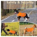 Reflective Dog Safety Vest - High Visibility with Reflective Strips, Adjustable Nylon for Night Walks, Hiking, Orange (Medium)