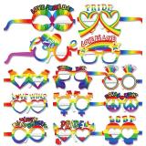 HOWAF Gay Pride Rainbow Paper Glasses, 26 Pack LGBT Gay Pride Glasses Rainbow Party Photo Booth Props Fancy Dress Costume Accessories for Women Man Gay Pride Celebrations Birthday Party Supplies