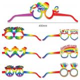 HOWAF Gay Pride Rainbow Paper Glasses, 26 Pack LGBT Gay Pride Glasses Rainbow Party Photo Booth Props Fancy Dress Costume Accessories for Women Man Gay Pride Celebrations Birthday Party Supplies