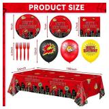 Spider Birthday Party Supplies, Superhero Cityscape Decorations with Comic Expressions, Includes Banner, Plates, Napkins, Tablecloth, Backdrop (Serves 20 Guests)