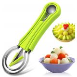 Suuker Melon Baller Scoop Set,4 In 1 fruit cutters shapes, watermelon scooper fruit scooper and baller, fruit carving tools Green