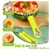 Suuker Melon Baller Scoop Set,4 In 1 fruit cutters shapes, watermelon scooper fruit scooper and baller, fruit carving tools Green