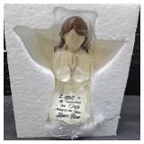 YAHIKI Praying Angel Figurine, Christian Gifts for Women, Baptism & First Communion Gifts for Girls, Prayer of Peace, 5' Angel Gift to Encourage Hope, Healing, and Tranquility (Beige)