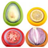 KAZETEC Avocado Saver and Tomato Holder -Reusable For Food Storage, Tomato Saver,and Lemon holder,Fresh Stretch Pods (Green,Red,Yellow,Brown)