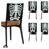 Slsxip Halloween Chair Covers, Skeleton and Spider Design Chair Back Decor for Party, Halloween Home Decorations, Set of 4