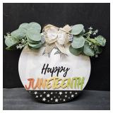 Happy Juneteenth Outdoor Decoration Freedom Day Wooden Door Hanger Round Hanging Sign