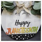 Happy Juneteenth Outdoor Decoration Freedom Day Wooden Door Hanger Round Hanging Sign