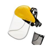 ascavs Face Shield, Full Face Safety Shield for Grinding & Cutting, ANSI Z87.1 Tested, Replaceable Clear & Mesh Visor, Adjustable Headgear for Woodworking, Chainsaw & Workshop Use
