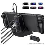 JSAUX Docking Station & 100W Charger for ROG Xbox Ally X (2025)/ROG Ally X/Steam Deck/Legion Go, 6-in-1 Dock with HDMI 4K@120Hz, Gigabit Ethernet, Dual USB A & USB C 3.2 Gen 1, 100W Charging - HB0609