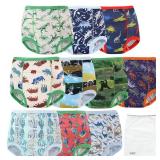 EZ Moms 10 Packs Reusable Potty Training Underwear for Boys Double Absorption Toddler Training Pants 3T-4T Boys High Waist Dinosaur Toddler Boy Underwear 4T Kid Confident Pee Pants with a Laundry Bag