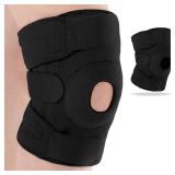 Foilswirl 1 Pcs Kids Knee Brace with Side Stabilizers Patella Gel Pads Adjustable Straps Youth Child Knee Brace Support for Meniscus Tear Sports, Meniscus Tear (Black)