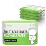 Toilet Seat Cover Paper Flushable (50 Pack) - XL for Adults and Kids Potty Training, 100% Biodegradable Travel Supplies Essentials for Public Restrooms, Airplane, Camping, Festivals