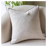 Yangest Neutral Chenille Pillow Cover 18 x18 Inches, Jacquard Leaves Square Throw Pillow Cover Soft Decorative Nature Accent Couch Pillow Cover for Living Room Bedroom, Beige