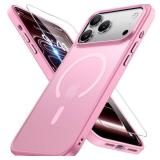 Miracase Magnetic for 17 Pro Case 6.3 with Screen Protector, [Compatible with MagSafe] Military-Grade Protection, Anti-Fingerprint, Slim Thin Phone Case for 17 Pro Cover, Mes Pink
