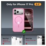 Miracase Magnetic for 17 Pro Case 6.3 with Screen Protector, [Compatible with MagSafe] Military-Grade Protection, Anti-Fingerprint, Slim Thin Phone Case for 17 Pro Cover, Mes Pink