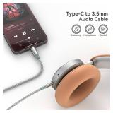 Henrety Aux to USB C Cable 6.5ft, Nylon Braided Hi-Fi Audio Cord for Car, Headphones, Speakers, Compatible with iPhone 15/16, Galaxy S23/S22/S21, Pixel, iPad Pro