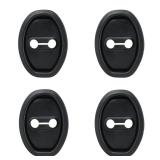 4pcs Silicone Car Door Latch Covers, Universal Door Cushion Slam Stopper Strike Protective Lock Guard Protector for Noise Reduction & Shock Absorber Fits Most Cars SUVs Trucks (Black)