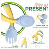 Toddler Utensils Baby Spoons and Forks Set with Case Bendable Self Feeding Training Flatware Silicone Spoon Fork for Kids Babies Children Handle Toddler Set, Green, Pink, Yellow (3 Sets)