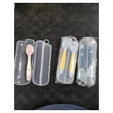 Toddler Utensils Baby Spoons and Forks Set with Case Bendable Self Feeding Training Flatware Silicone Spoon Fork for Kids Babies Children Handle Toddler Set, Green, Pink, Yellow (3 Sets)