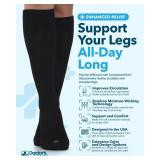 Doctor's Select Light Compression Socks for Men - 3 Pairs, Knee High Comfort and Support, 8-15 mmHg Compression Socks, All Black