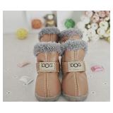 Pihappy Various Size Soft Small Pet Winter Dog Boots Skidproof Soft Snowman Winter Warm Anti-Slip Sole Paw Protectors for Little Puppy Shoes L Size 4PCS (L, Brown)