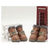 Pihappy Various Size Soft Small Pet Winter Dog Boots Skidproof Soft Snowman Winter Warm Anti-Slip Sole Paw Protectors for Little Puppy Shoes L Size 4PCS (L, Brown)