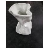 Paper Bag Vase for Flower, Unique Crinkle Design White Ceramic Vase, Flower Vase for Aesthetic Home Decor, Wedding Dinner Table Party Christmas Decorative