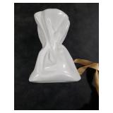 Paper Bag Vase for Flower, Unique Crinkle Design White Ceramic Vase, Flower Vase for Aesthetic Home Decor, Wedding Dinner Table Party Christmas Decorative