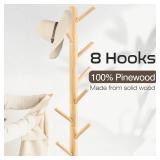 WANGMUXIA Coat Rack, Freestanding Coat Rack with 8 Hooks and 3 Adjustable Size Tree Coat Racks for Bedroom, Hallway, Entrance, Office, for Hats, Coats, Scarves, Handbags