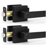 Estmoon 2 Pack Privacy Door Levers Door Handle Matte Black Interior Door Knobs Keyless Door Locks for Bedroom or Bathroom, Left or Right Handing Levers