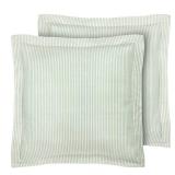 Laura Ashley - Euro Shams, 100% Smooth Cotton with Envelope Closure, Throw Pillow Cover for Bed or Couch, Oeko-Tex Certified, Set of 2 (Ticking Stripe Green, 26 x 26)