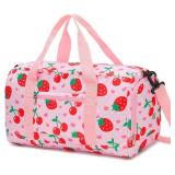 Duffle Bag for Girls Kids Overnight Bags Cute Strawberry Cherry Dance Sports Bag Travel Tote with Shoe Compartment and Wet Pocket