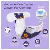 Pet Soft Washable Female Diapers (3 Pack) Female Dog Diapers, Comfort Reusable Doggy Diapers for Girl Dog in Period Heat (Cute Flower, S)
