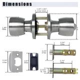 DSJJBLL Satin Nickel Door Knob with Lock and Key Round Ball Lock Interior/Exterior Door Knob for Bedroom Or Bathroom (1 Pack)
