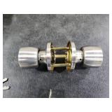 DSJJBLL Satin Nickel Door Knob with Lock and Key Round Ball Lock Interior/Exterior Door Knob for Bedroom Or Bathroom (1 Pack)