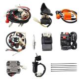 PRO BAT ATV Quad Complete Electrics AC Wire Harness Kit with CG-8 Stator 6-Pin AC CDI Multi-Functional ATV Switch Ignition Coil Solenoid Relay Spark Plug for 150cc 200cc 250cc 300cc Zongshen Lifan