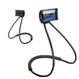 Chapter Seven Universal Smart Mobile Phone Stand,Hanging on Neck Cell Phone Mount Holder, Flexible Lazy Bracket DIY Free Rotating for Multiple Functions (Black)
