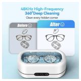 BYASKZIV Ultrasonic Jewelry Cleaner, 48KHz Ultrasonic Cleaner Machine for Jewelry, Eyeglasses, Rings, Watch Strap, Dentures-Dual Cleaning Modes, 304 Stainless Steel Tank