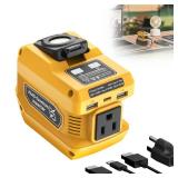 Hisecren 220W Portable Power Inverter Compatible with Dewalt 20V Battery, DC 20V to AC 110V Battery Inverter, Power Station with 400LM LED Work Light, 1 AC Outlet, 2 USB Ports &1 Type-C, Fast Charging