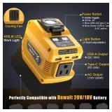Hisecren 220W Portable Power Inverter Compatible with Dewalt 20V Battery, DC 20V to AC 110V Battery Inverter, Power Station with 400LM LED Work Light, 1 AC Outlet, 2 USB Ports &1 Type-C, Fast Charging