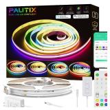 PAUTIX RGB Smart IC COB LED Strip Lights,Work with Alexa/Google Assistant,20ft/6.1m Addressable UL-Listed 24V Chasing Color Flexible Tape Light Multicolor,for Cabinet,TV,Bedroom,Party DIY Decoration