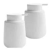 TOOZFO Soap Liquid Dispenser Ceramic with Easy-to-Press Pump Hand Liquid Dispenser for Shampoo Bathroom Kitchen 12 oz 2pcs