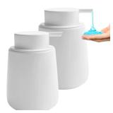 TOOZFO Soap Liquid Dispenser Ceramic with Easy-to-Press Pump Hand Liquid Dispenser for Shampoo Bathroom Kitchen 12 oz 2pcs