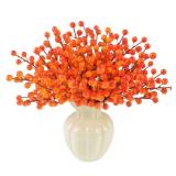 Artificial Fall Berry Stems Branches, 8.6 Inch Faux Orange Holly Fall Berry Picks and Sprays, Falls Floral Picks Ornaments for Autumn Thanksgiving Wreath Table Vase Centerpiece DIY Decorations