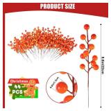 Artificial Fall Berry Stems Branches, 8.6 Inch Faux Orange Holly Fall Berry Picks and Sprays, Falls Floral Picks Ornaments for Autumn Thanksgiving Wreath Table Vase Centerpiece DIY Decorations