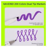 SAVZJSD 200 Colors Alcohol Markers, Alcohol Markers Set for Adults, Artists in Coloring, Sketching & Drawing (Fine & Broad)