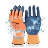 DS Safety Waterproof Work Gloves Hycool Grip Working Gloves L6201(Orange) (3 Pairs, XL)