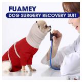 FUAMEY Surgical Suit for Dogs Female Spay, Cone of Shame Alternative to Stop Licking, Breathable Male Dog Recovery Suit for After Neuter Surgery, Dog Onesie with Front Leg Covered, Corgi (Red, L)