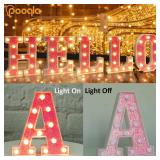 Pooqla LED Marquee Letter Lights, Light Up Pink Letters Glitter Alphabet Letter Sign Battery Powered for Night Light Birthday Party Wedding Girls Gifts Home Bar Christmas Decoration, Pink E